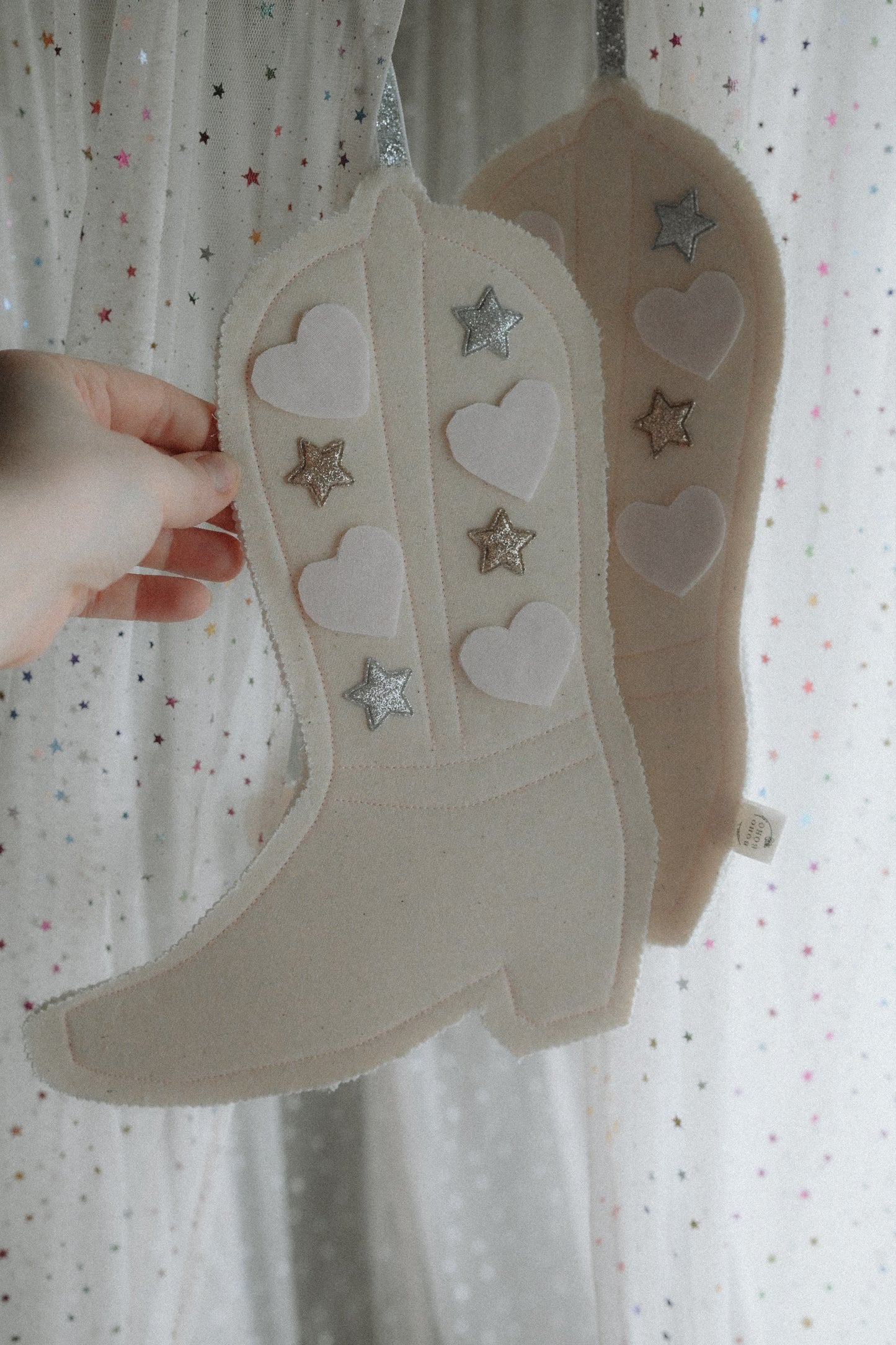 Hanging Cotton Cowboy Boot, Country Nursery Wall Hanging