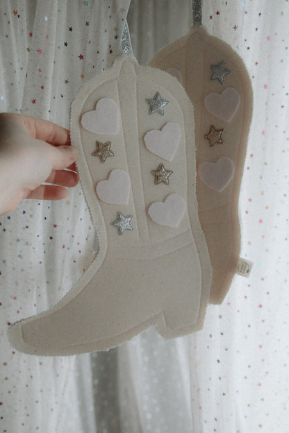 Hanging Cotton Cowboy Boot, Country Nursery Wall Hanging