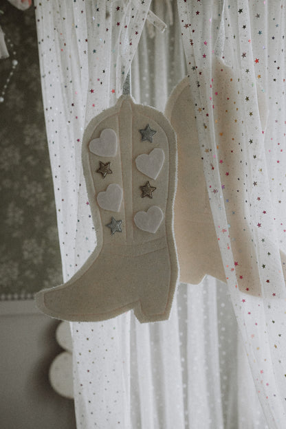 Hanging Cotton Cowboy Boot, Country Nursery Wall Hanging