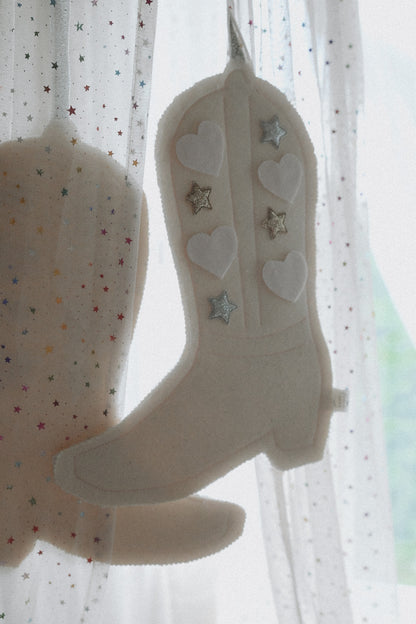 Hanging Cotton Cowboy Boot, Country Nursery Wall Hanging