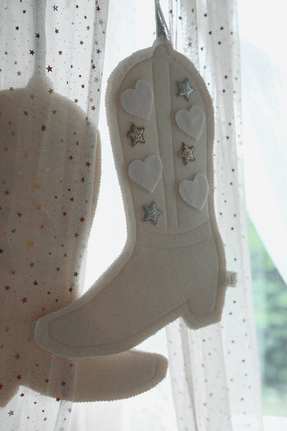 Hanging Cotton Cowboy Boot, Country Nursery Wall Hanging