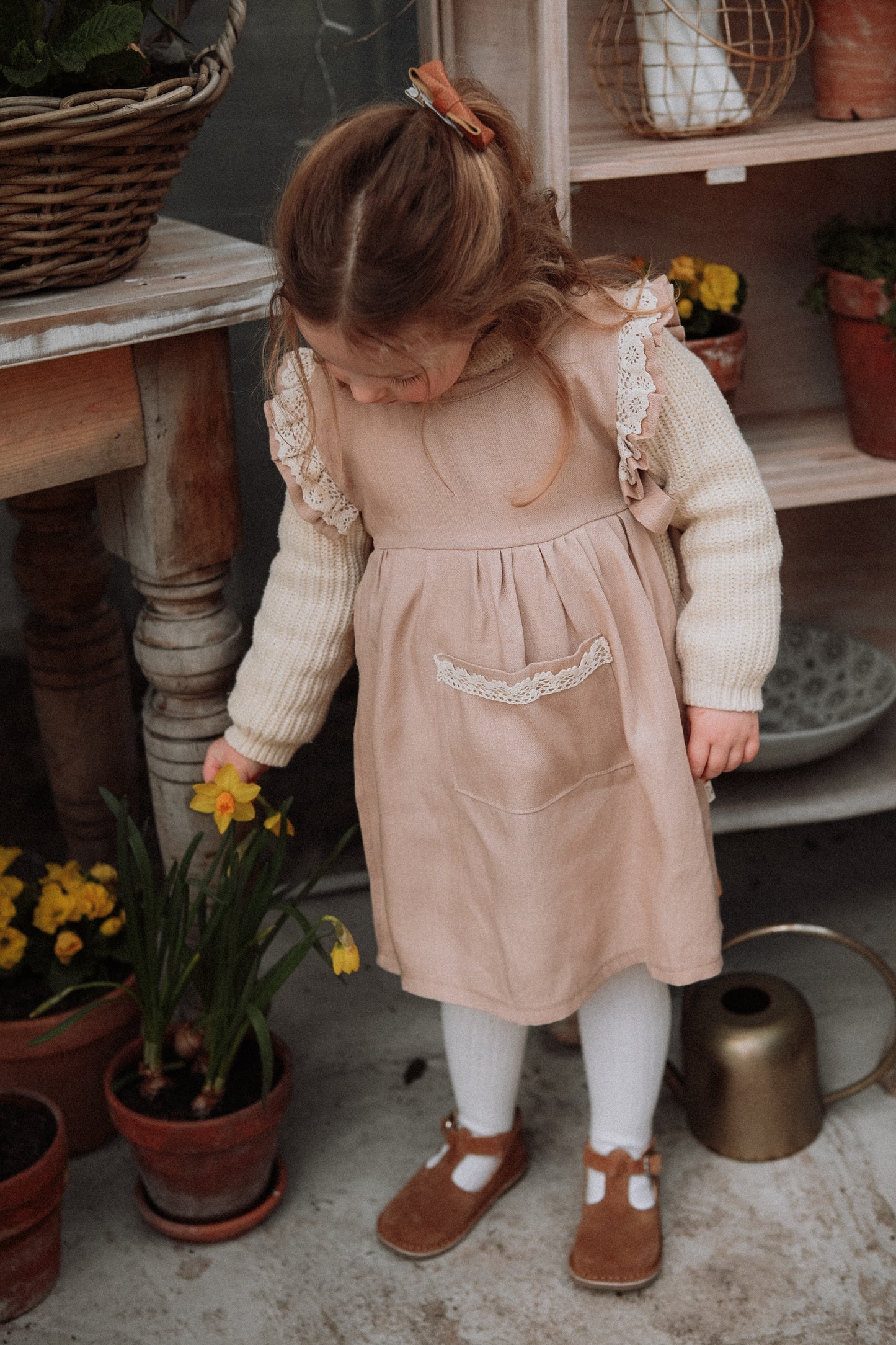 Toddler Girl Apron and Gloves Set, Kids Kitchen Costume, Montessori Cooking Play