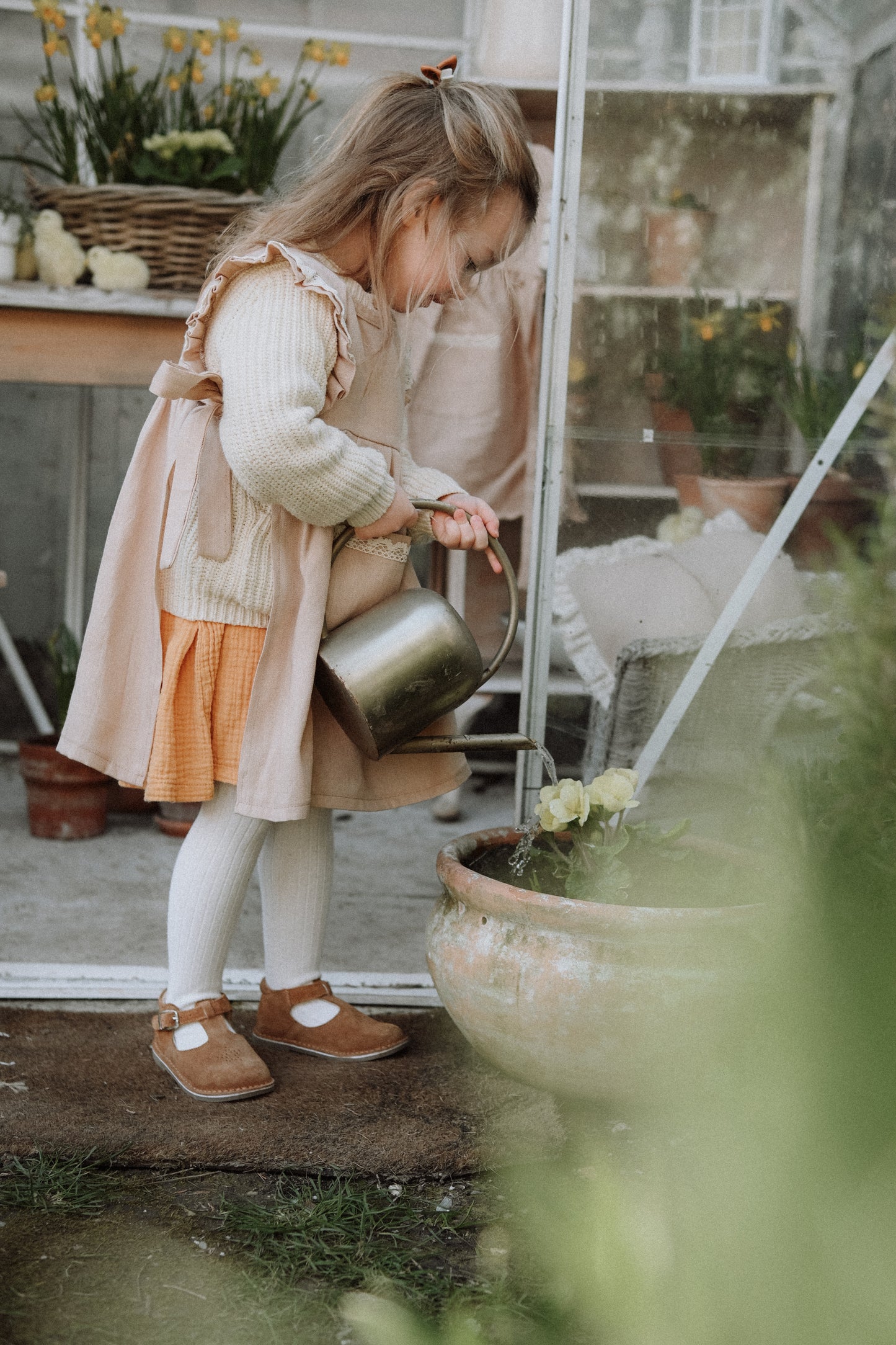 Toddler Girl Apron and Gloves Set, Kids Kitchen Costume, Montessori Cooking Play