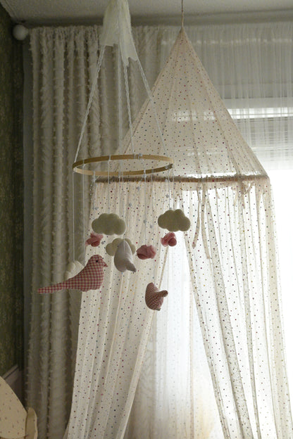 Carousel Felt Baby Mobile, Pink Birds Crib Mobile