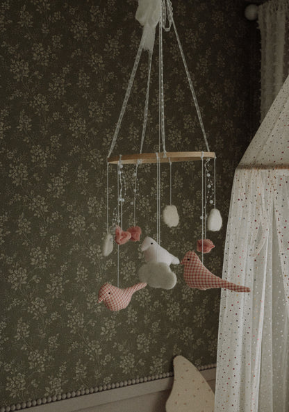 Carousel Felt Baby Mobile, Pink Birds Crib Mobile