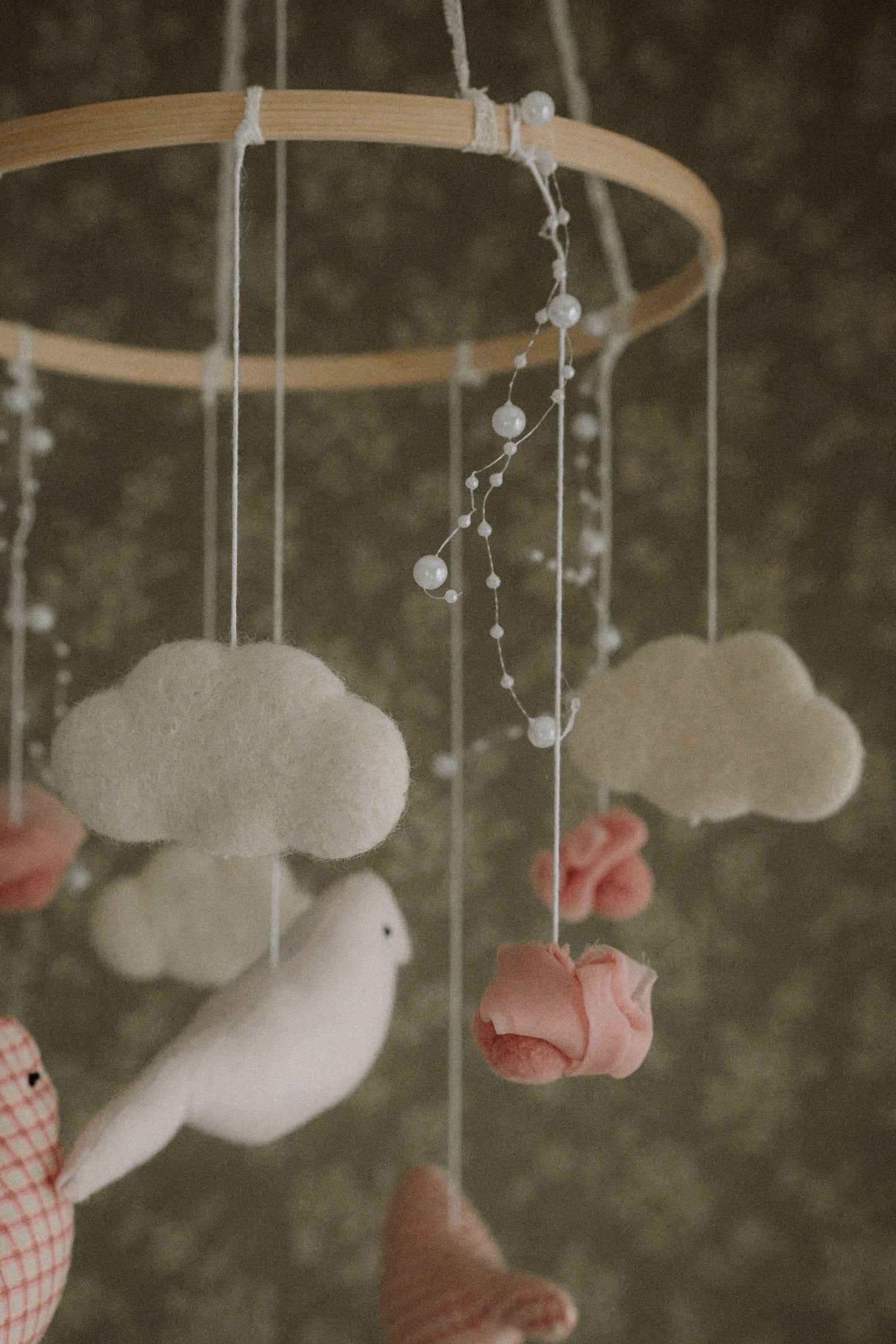 Carousel Felt Baby Mobile, Pink Birds Crib Mobile