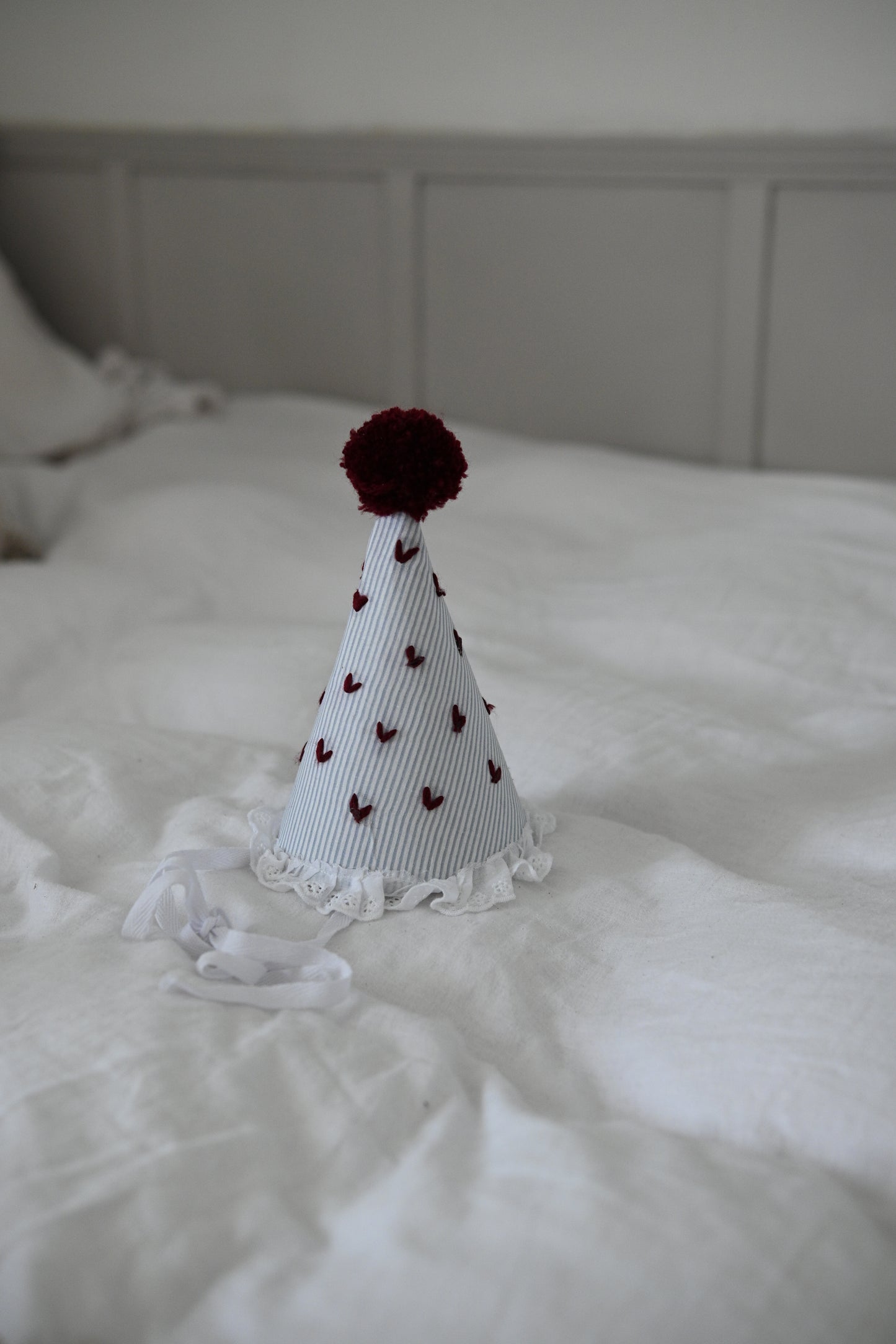 Baby Birthday Hat, Embroidered Hearts First Birthday Party Hat, Cake Smash Outfit 1st 2nd Birthday