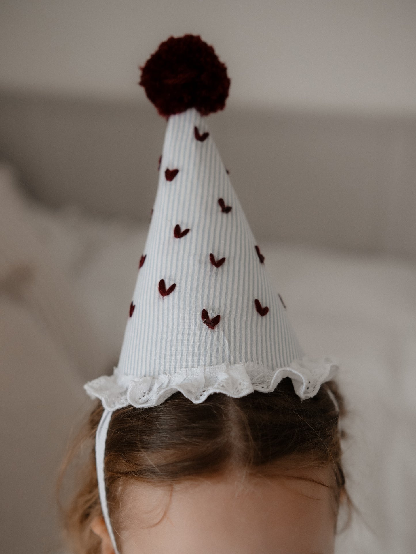 Baby Birthday Hat, Embroidered Hearts First Birthday Party Hat, Cake Smash Outfit 1st 2nd Birthday
