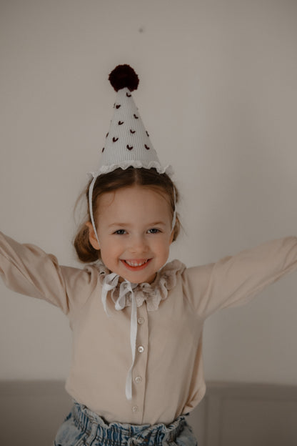 Baby Birthday Hat, Embroidered Hearts First Birthday Party Hat, Cake Smash Outfit 1st 2nd Birthday