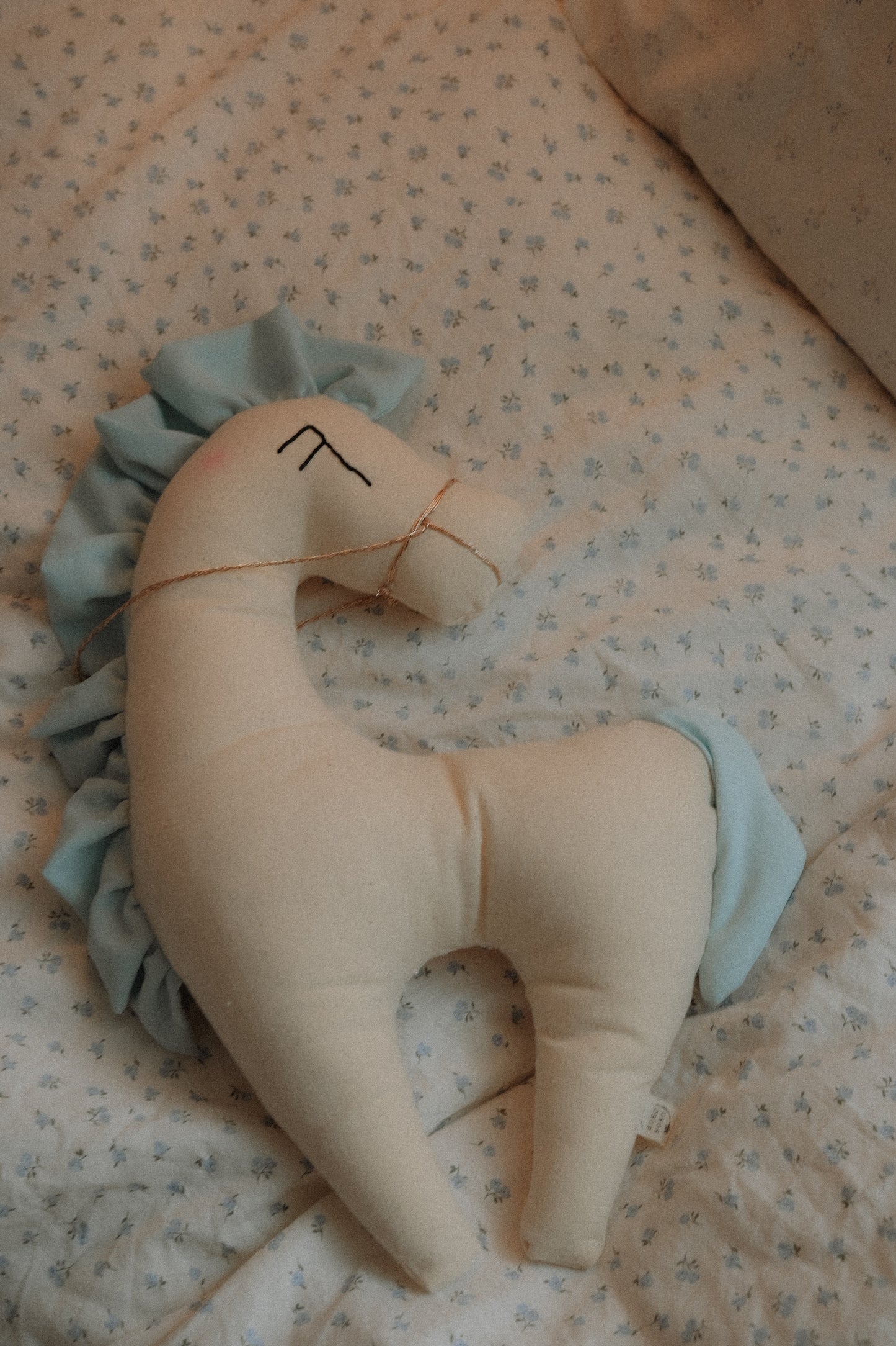 Horse Plush Wall Decor Cotton Horse Head Blue Mane Nursery Decor