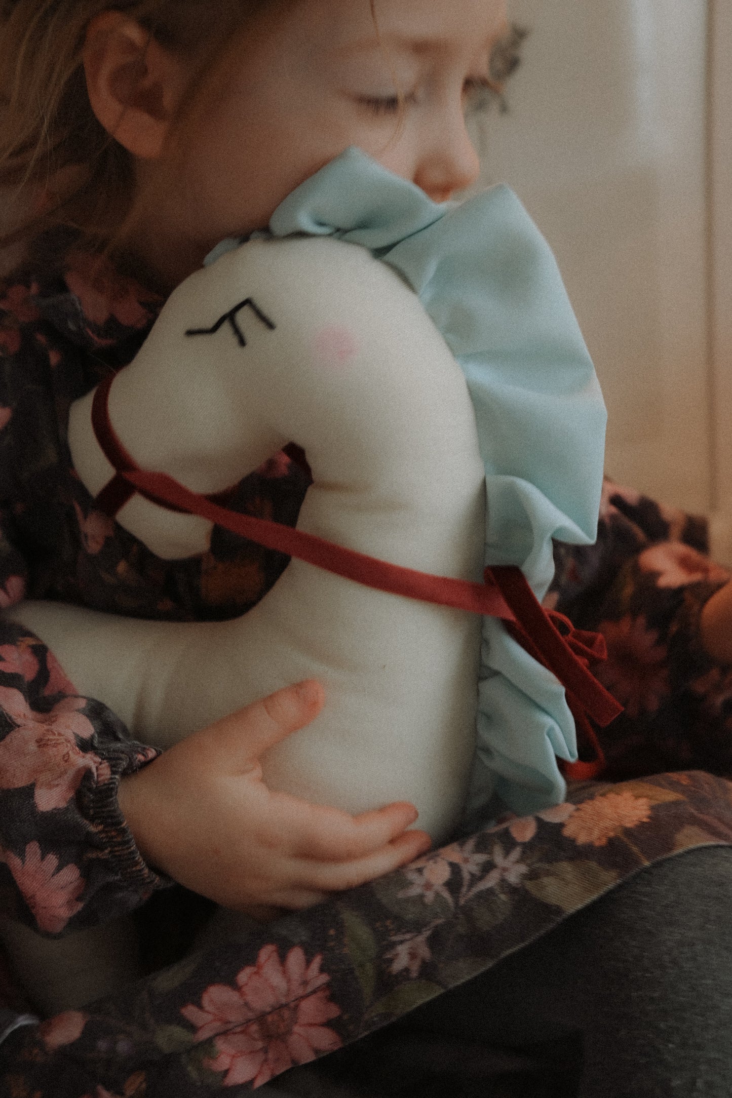 Horse Nursery Decor Cotton Horse Decoration Blue Mane Burgundy Bridle Kids Room Decor Baby Room Decoration