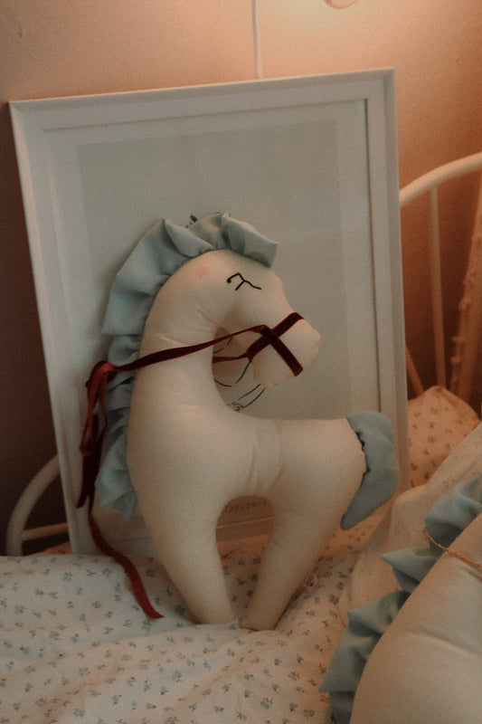 Horse Nursery Decor Cotton Horse Decoration Blue Mane Burgundy Bridle Kids Room Decor Baby Room Decoration