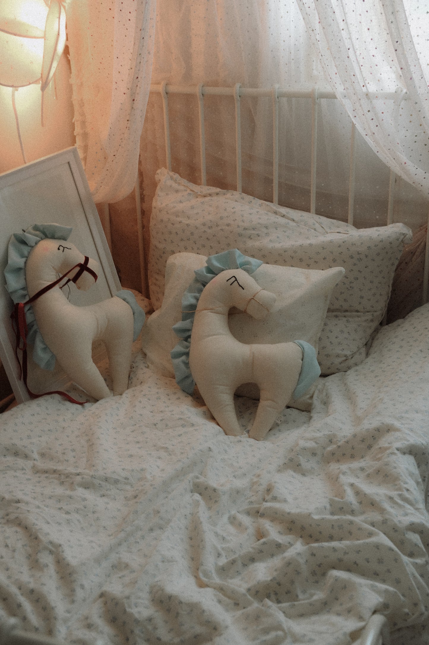 Horse Plush Wall Decor Cotton Horse Head Blue Mane Nursery Decor