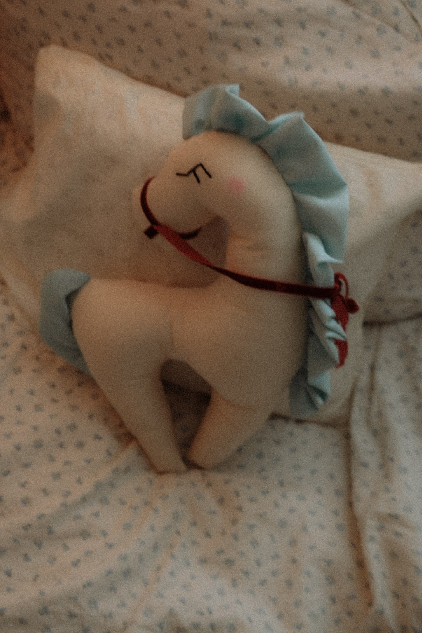 Horse Nursery Decor Cotton Horse Decoration Blue Mane Burgundy Bridle Kids Room Decor Baby Room Decoration