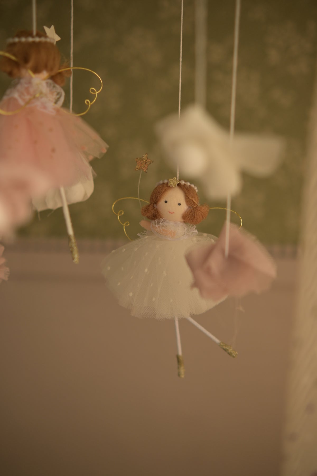 Fairy Felt Nursery Mobile, Baby Girl Room Decor, Crib Hanging, Magical Nursery Gift, Pastel Baby Shower Gift