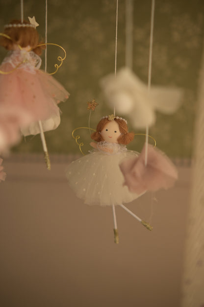 Fairy Felt Nursery Mobile, Baby Girl Room Decor, Crib Hanging, Magical Nursery Gift, Pastel Baby Shower Gift