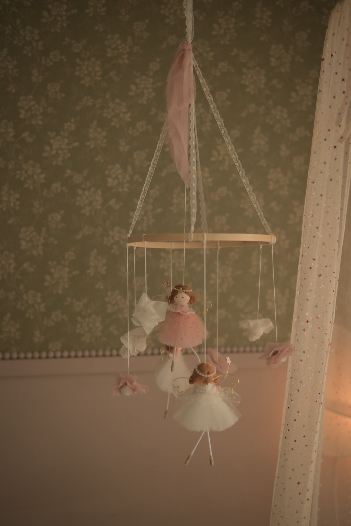 Fairy Felt Nursery Mobile, Baby Girl Room Decor, Crib Hanging, Magical Nursery Gift, Pastel Baby Shower Gift