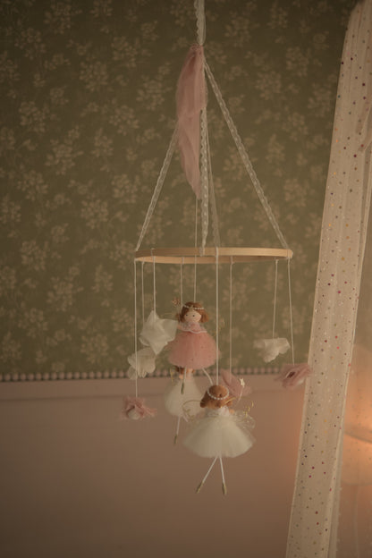 Fairy Felt Nursery Mobile, Baby Girl Room Decor, Crib Hanging, Magical Nursery Gift, Pastel Baby Shower Gift