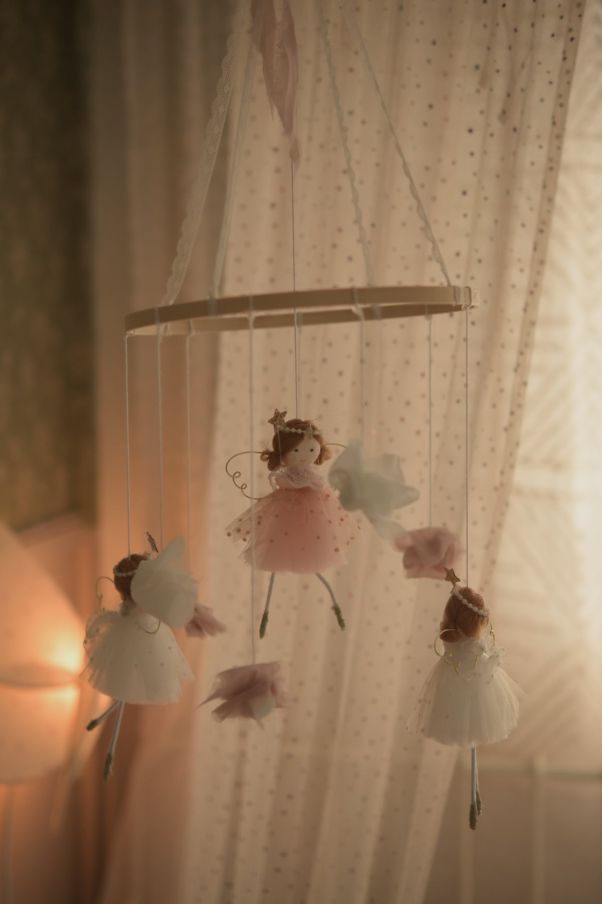 Fairy Felt Nursery Mobile, Baby Girl Room Decor, Crib Hanging, Magical Nursery Gift, Pastel Baby Shower Gift