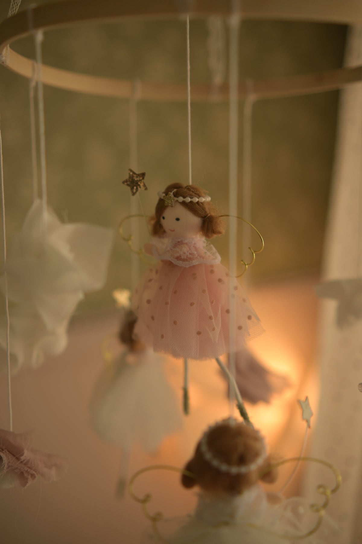 Fairy Felt Nursery Mobile, Baby Girl Room Decor, Crib Hanging, Magical Nursery Gift, Pastel Baby Shower Gift