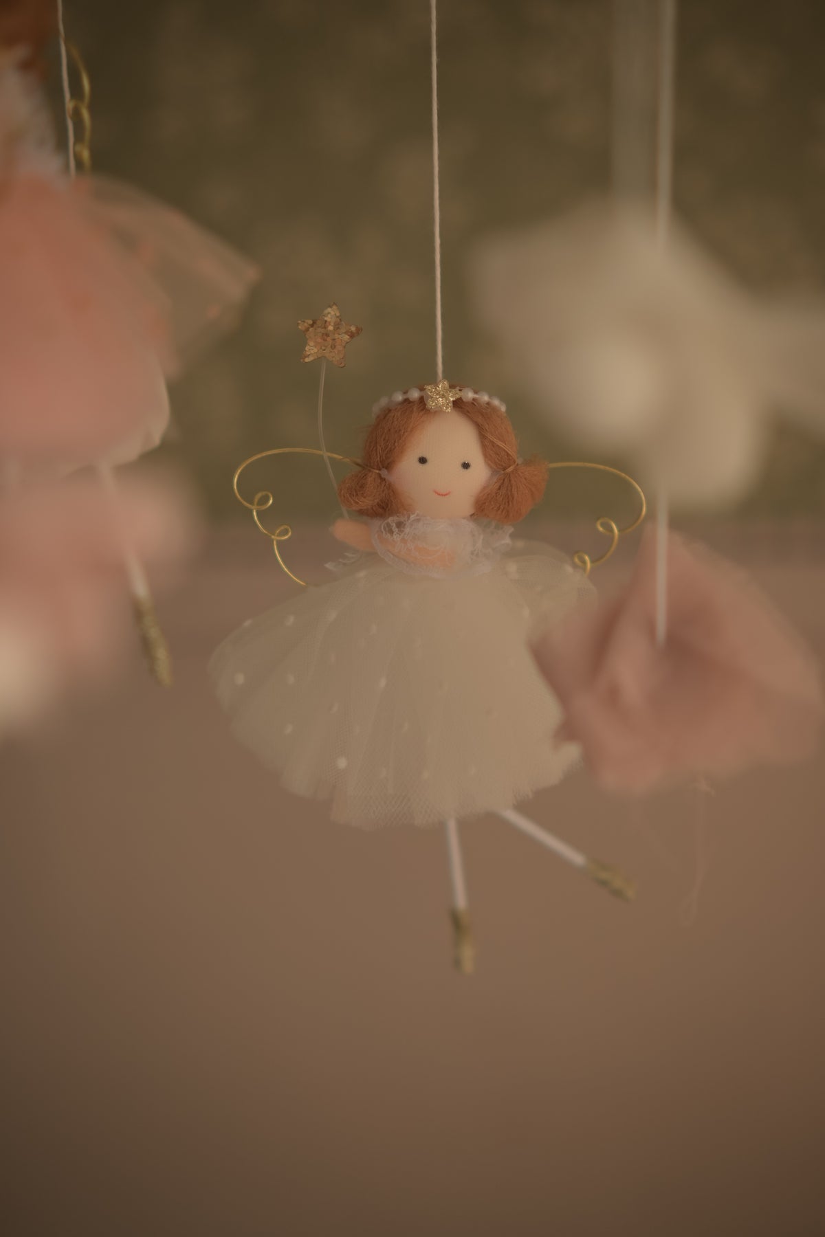 Fairy Felt Nursery Mobile, Baby Girl Room Decor, Crib Hanging, Magical Nursery Gift, Pastel Baby Shower Gift