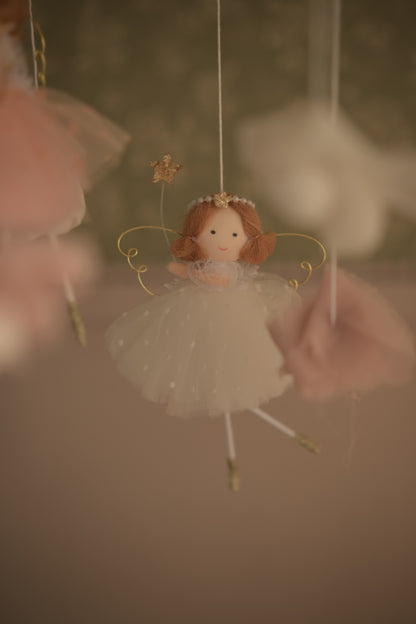 Fairy Felt Nursery Mobile, Baby Girl Room Decor, Crib Hanging, Magical Nursery Gift, Pastel Baby Shower Gift