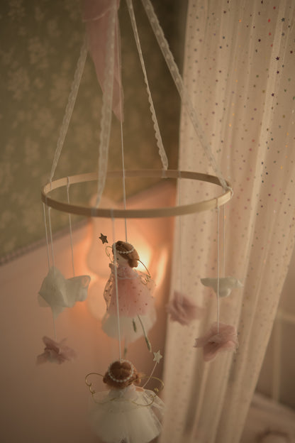 Fairy Felt Nursery Mobile, Baby Girl Room Decor, Crib Hanging, Magical Nursery Gift, Pastel Baby Shower Gift