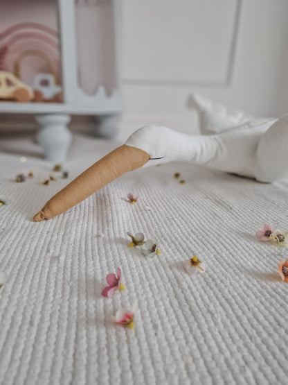 Hanging Flying Swan, White Stuffed Bird Pillow
