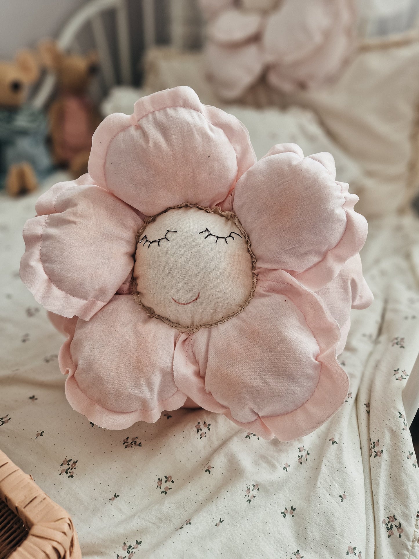Pink Flower Cushion, Nursery Wall Decoration for Baby Girl Room