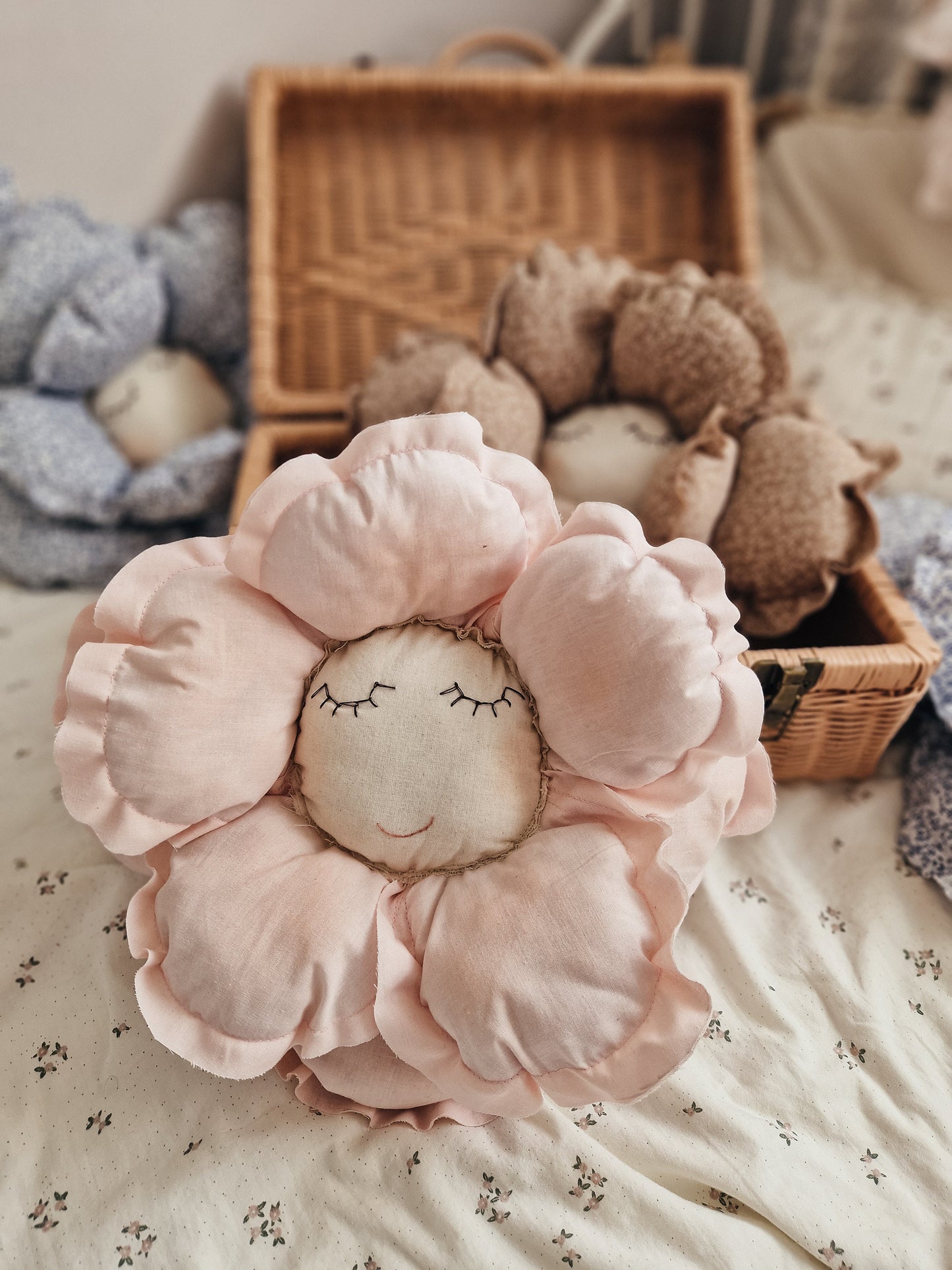 Pink Flower Cushion, Nursery Wall Decoration for Baby Girl Room