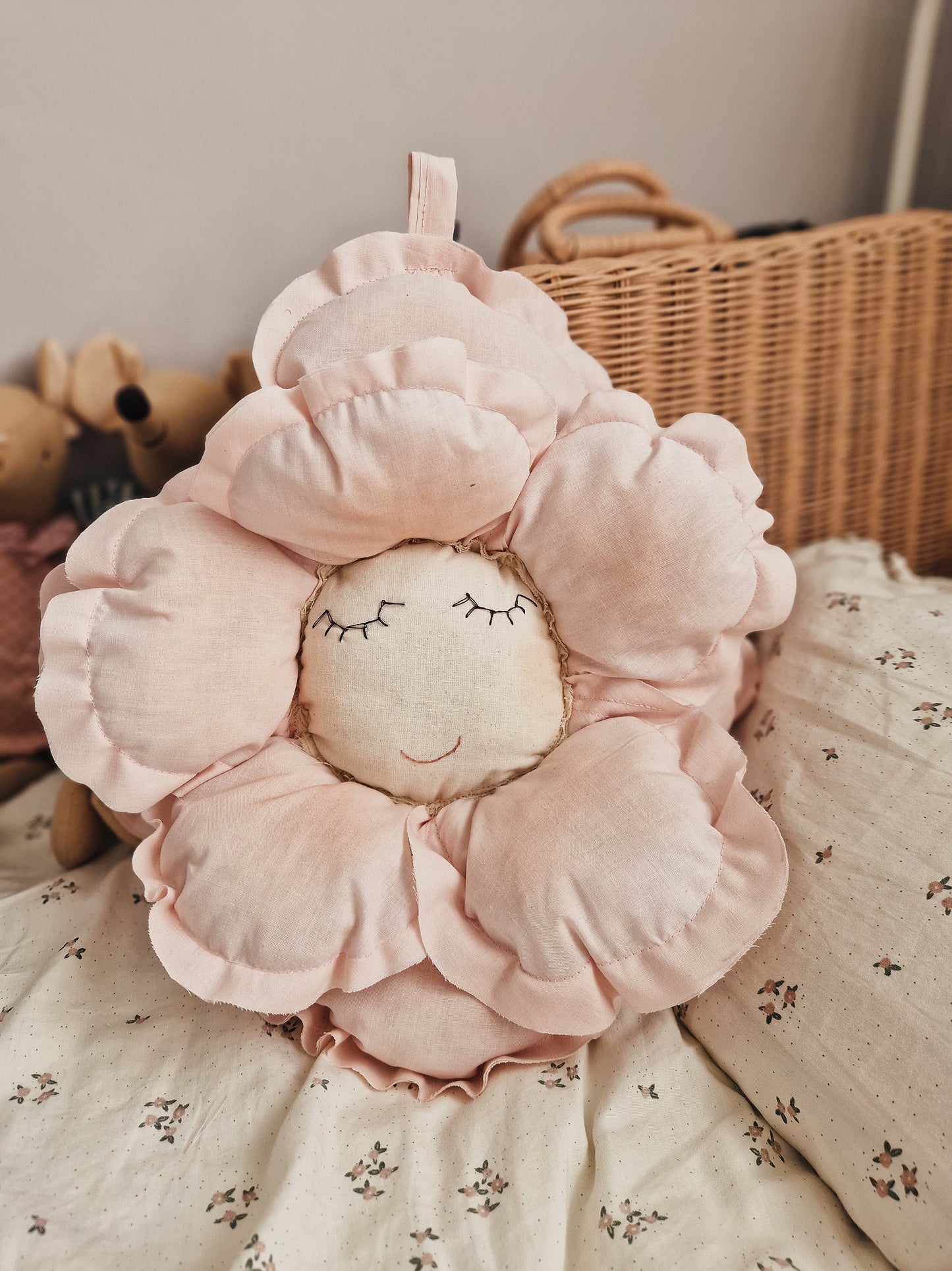 Pink Flower Cushion, Nursery Wall Decoration for Baby Girl Room