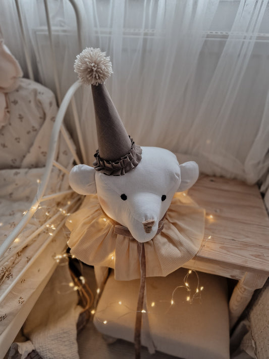 Hanging Bear Headwith hat, Woodland nursery Wall Decor