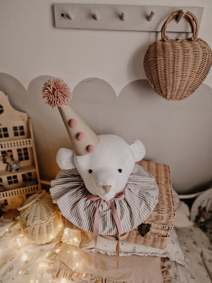 Circus Bear Head wall Decoration, Nursery Bear Wall Hanging