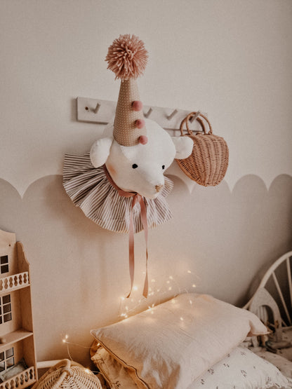 Circus Bear Head wall Decoration, Nursery Bear Wall Hanging