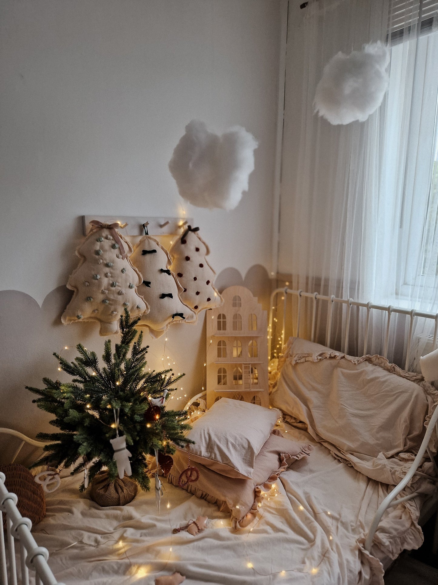 Christmas tree hanging wall decor, cotton baby pillow
