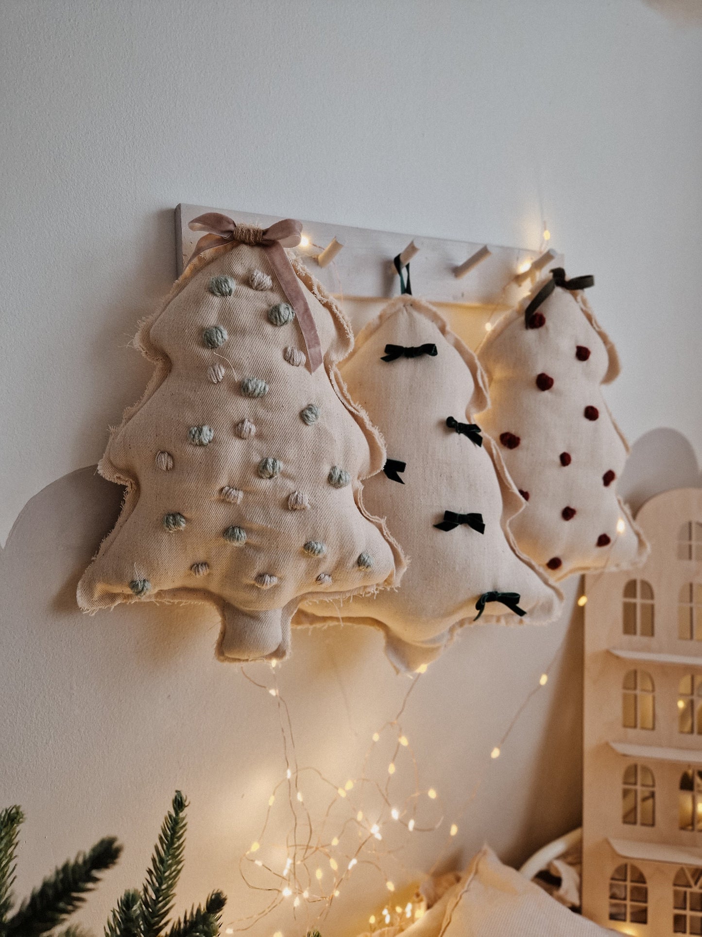 Christmas tree hanging wall decor, cotton baby pillow