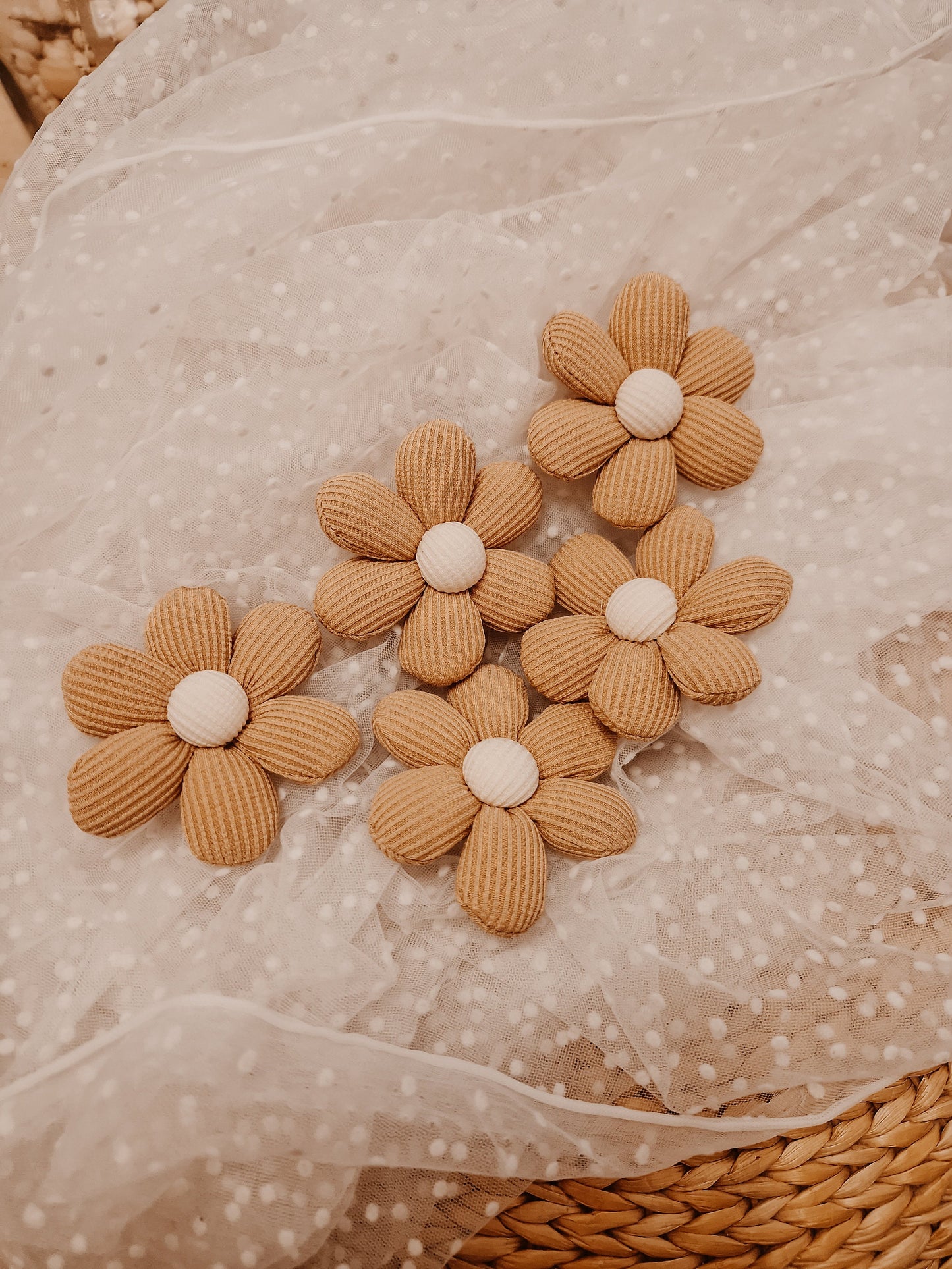 Flowers ornaments, botanical cotton decoration