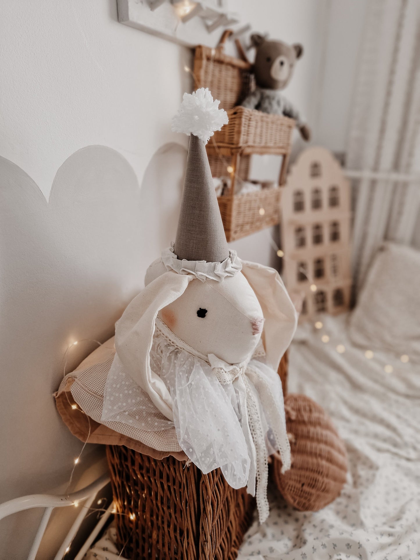 Circus Style Bunny Head, Wall Hanging Rabbit Trophy