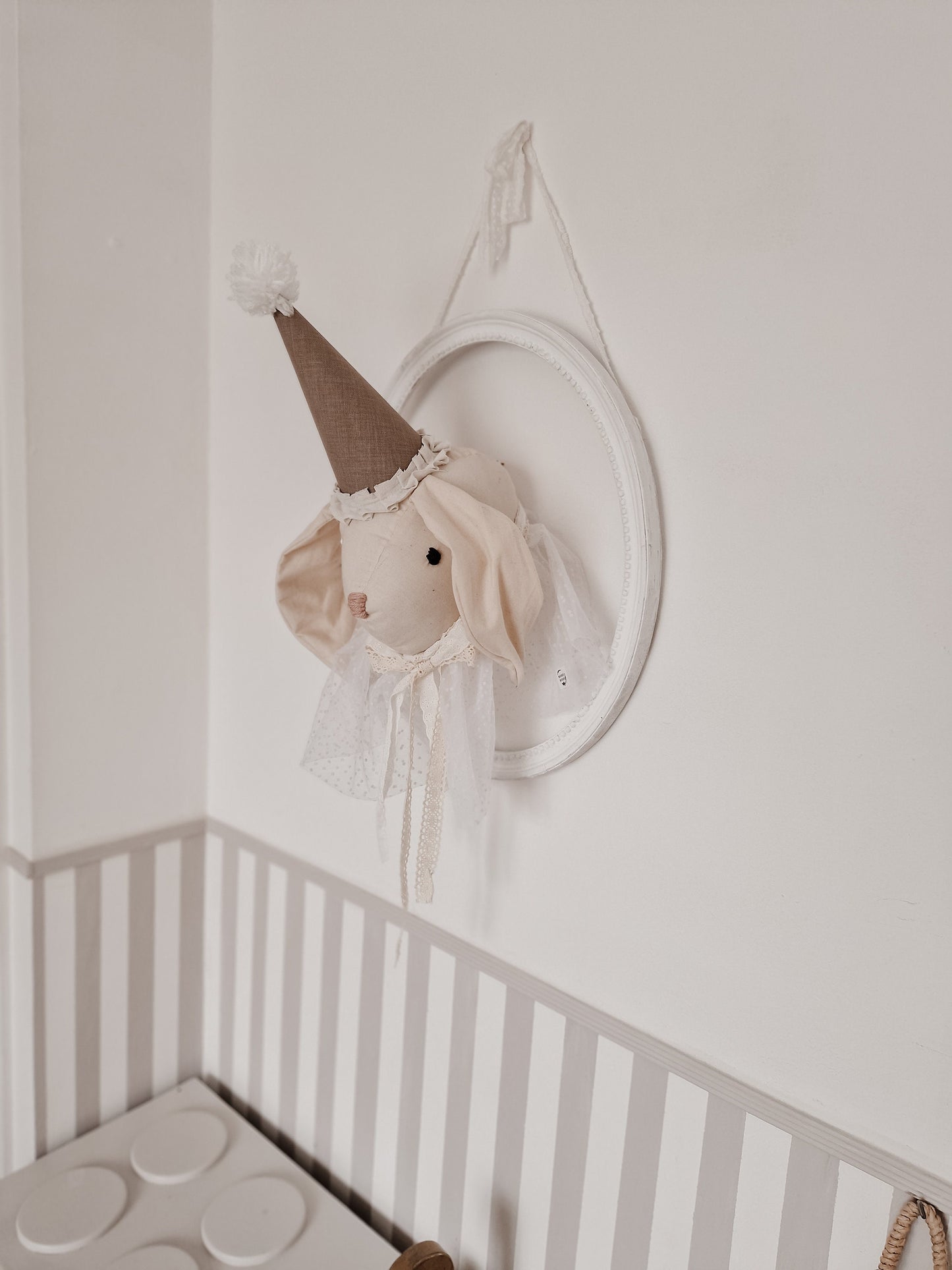 Circus Style Bunny Head, Wall Hanging Rabbit Trophy