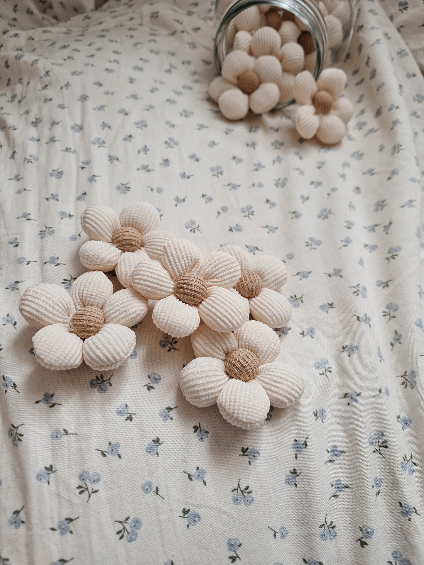 Flowers ornaments, botanical cotton decoration