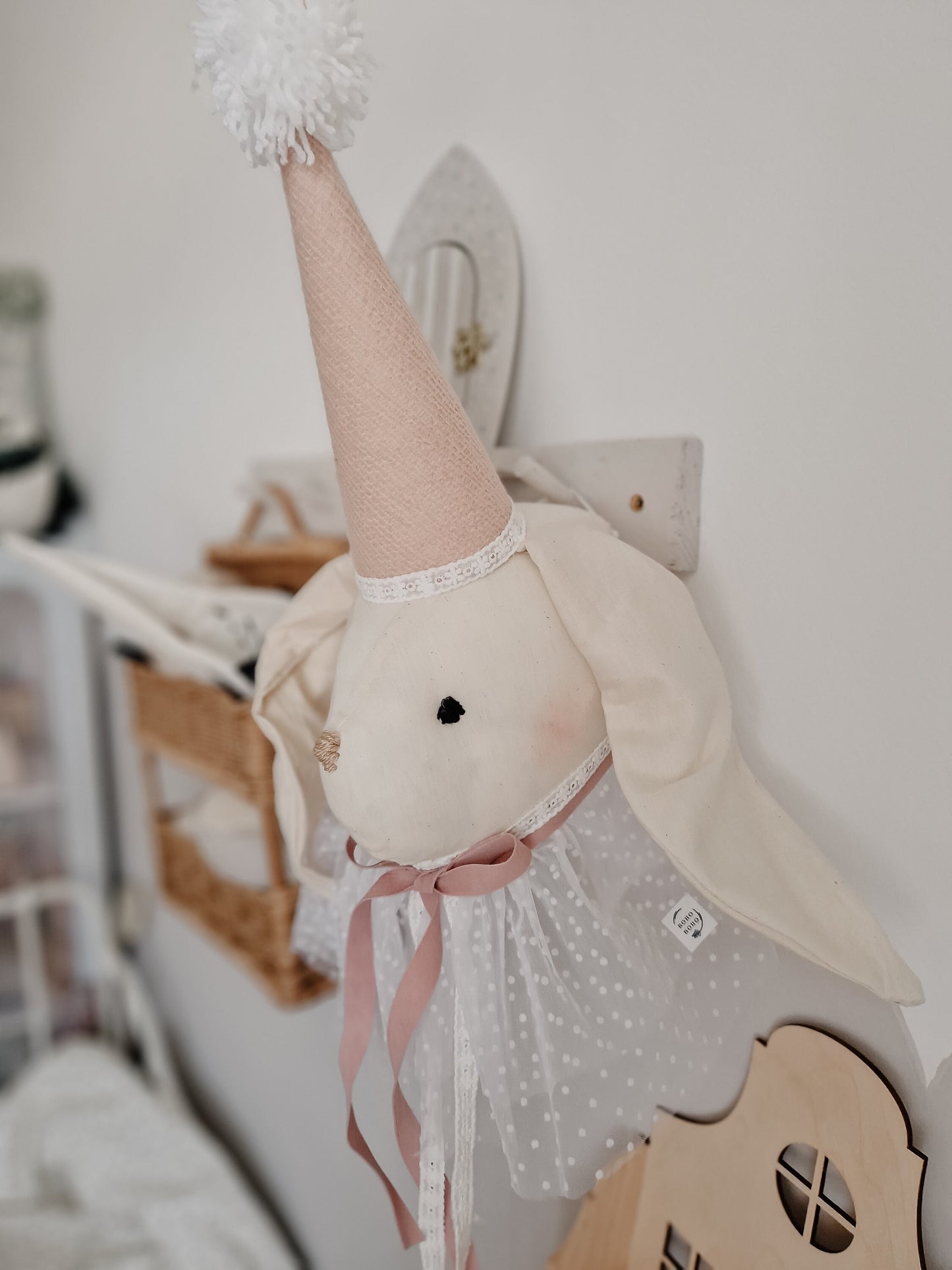 Circus Rabbit Head decoration, bunny nursery hanging wall animal Trophy