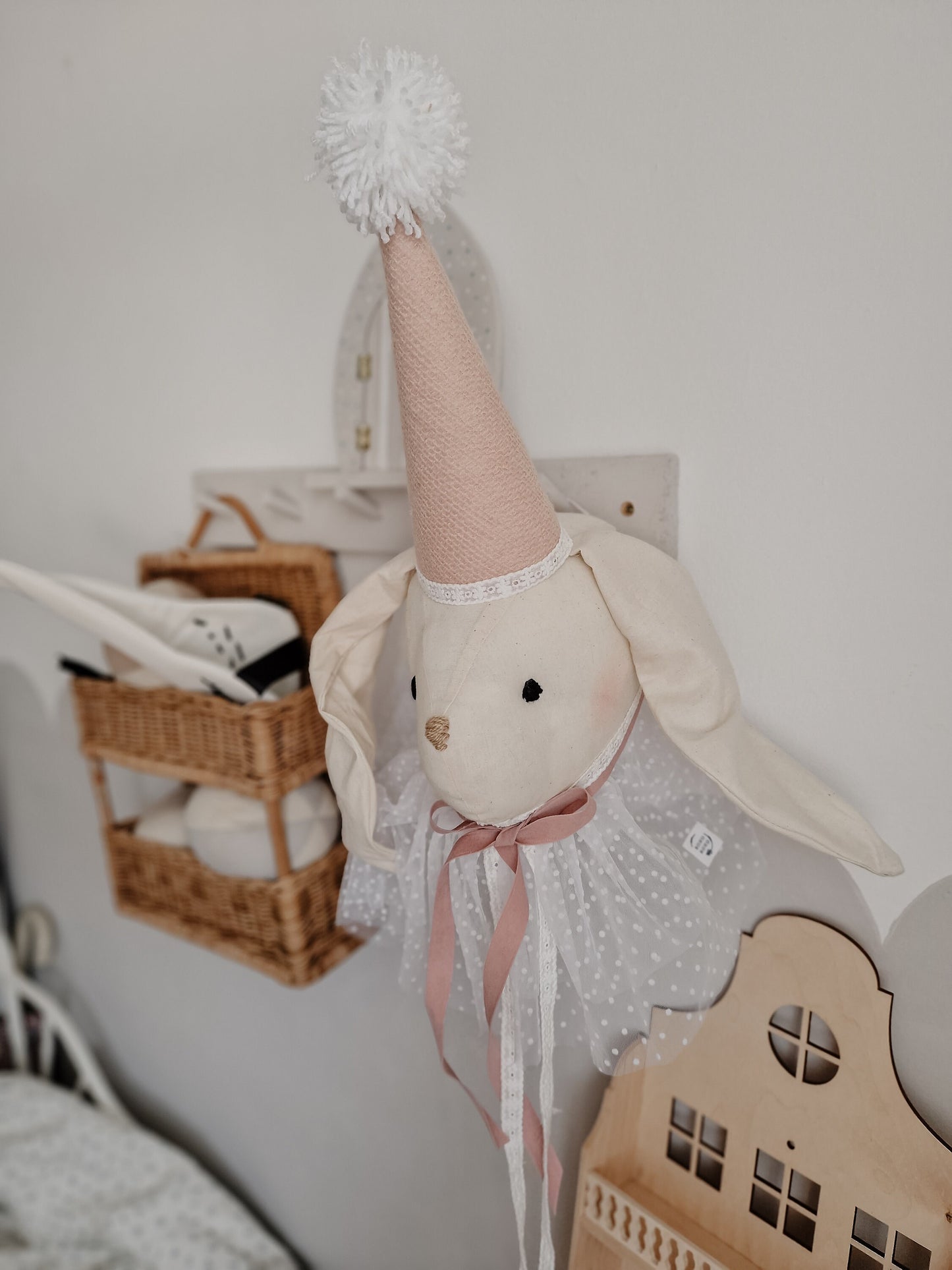 Circus Rabbit Head decoration, bunny nursery hanging wall animal Trophy