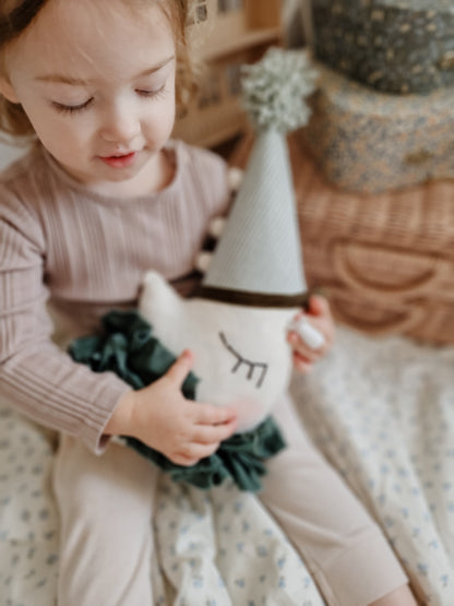 Hanging Moon cushion, circus Moon decoration with hat