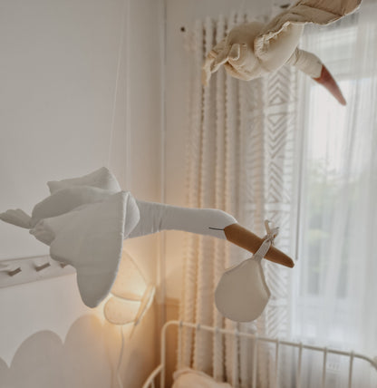 Hanging Flying Swan, White Stuffed Bird Pillow