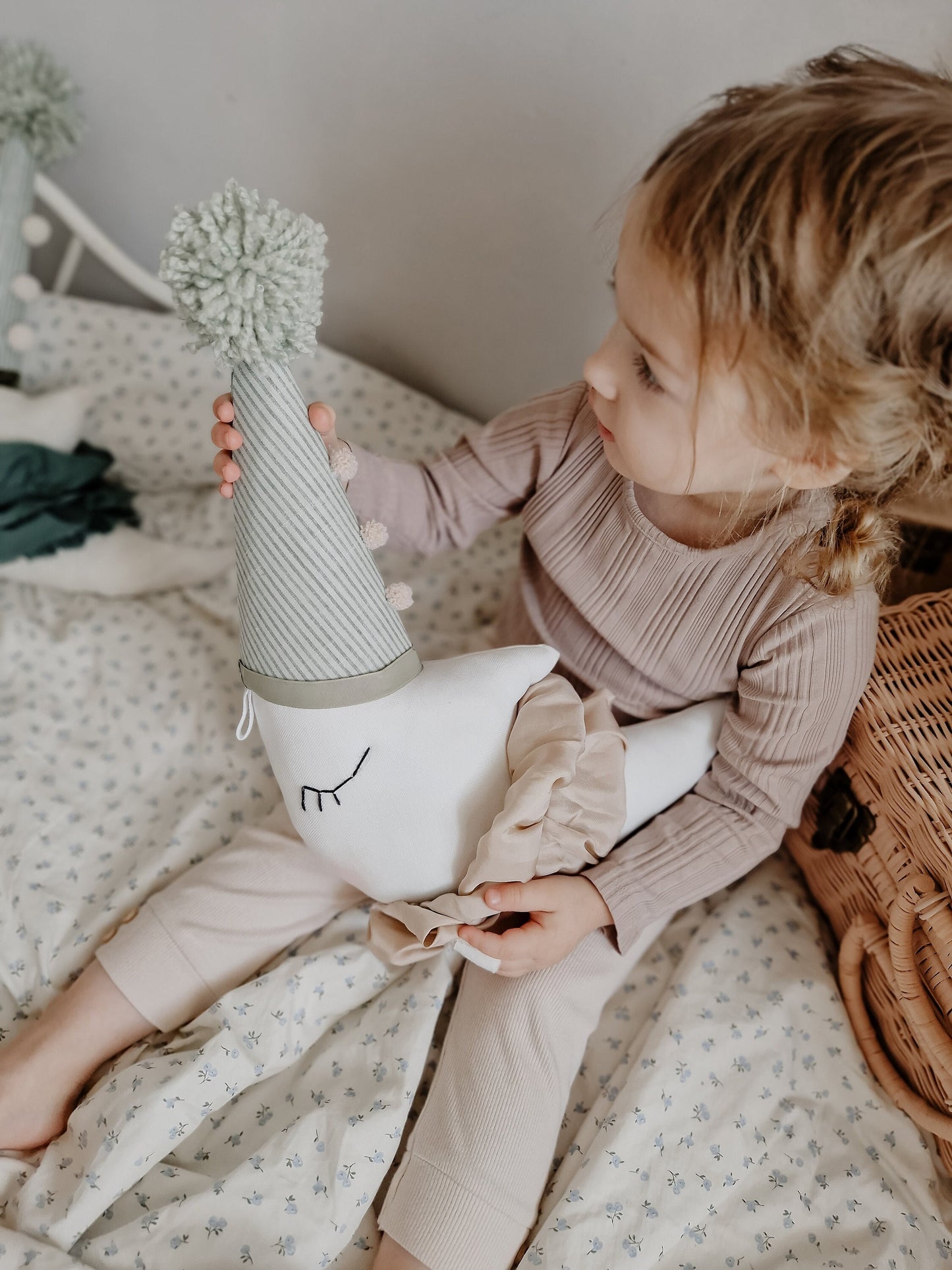 Moon Nursery wall decoration, Circus Moon pillow with hat