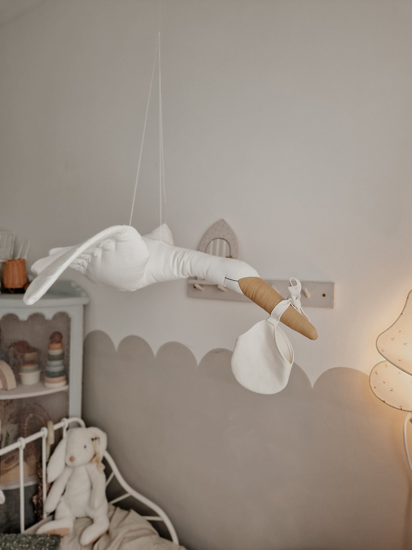 Hanging Flying Swan, White Stuffed Bird Pillow