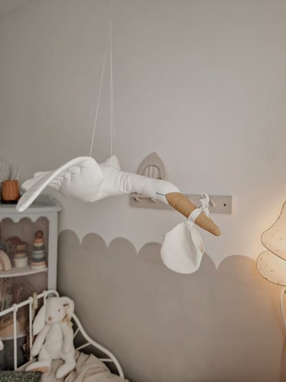 Hanging Flying Swan, White Stuffed Bird Pillow
