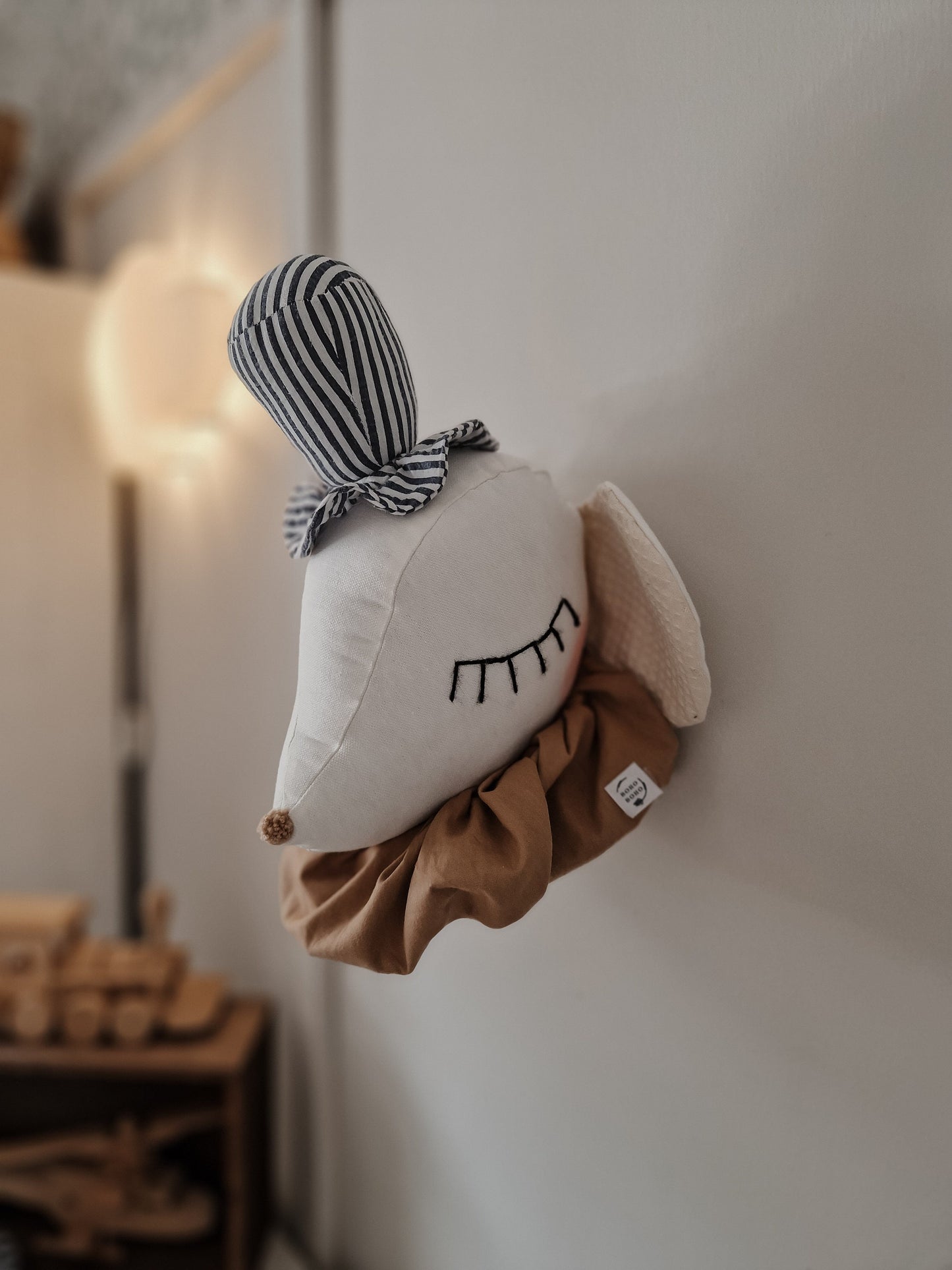 Mouse nursery decor, animal head hanging decoration