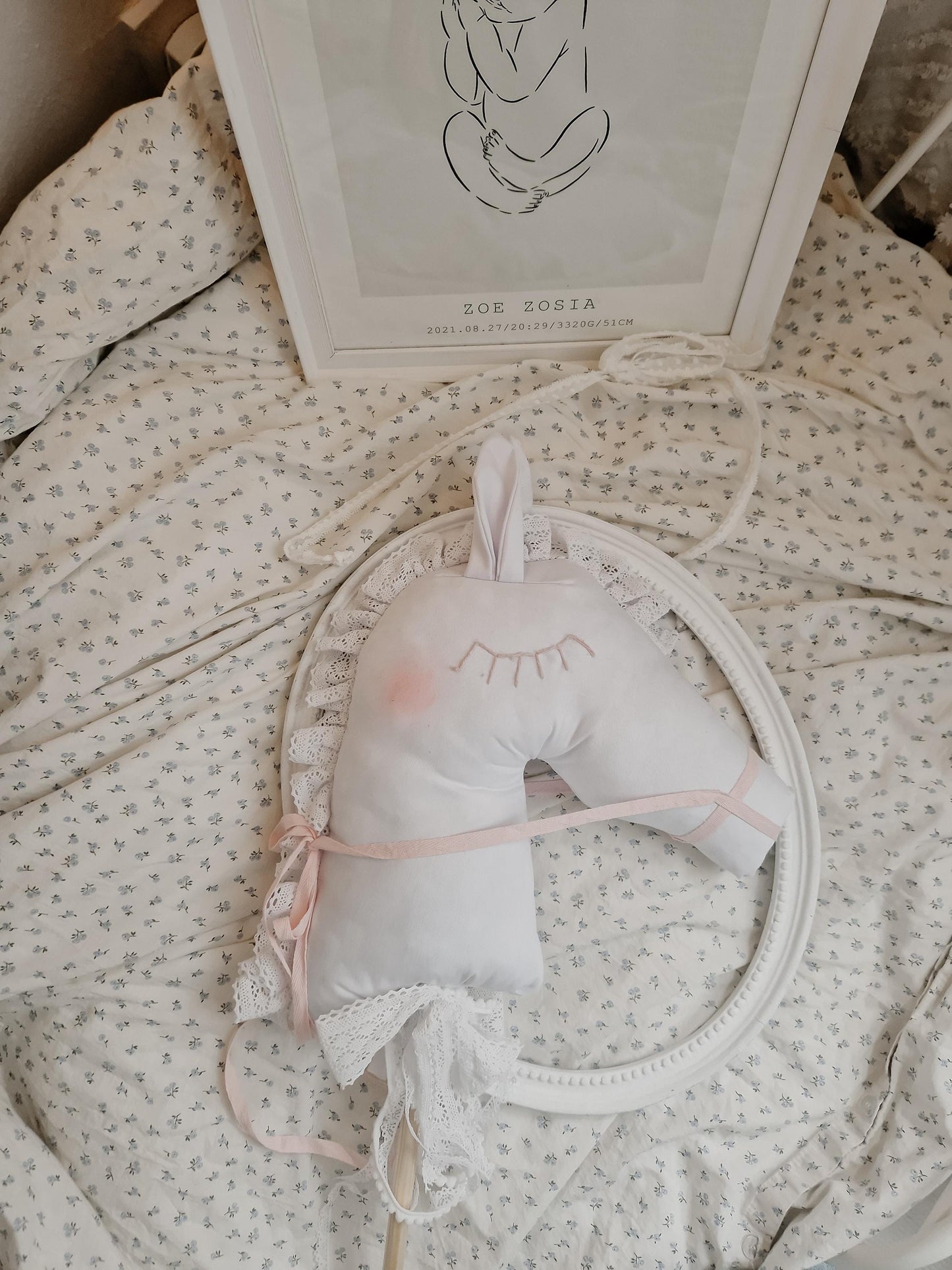 White Hobby horse on the stick, Ride-on horse, Pony Nursery Decor