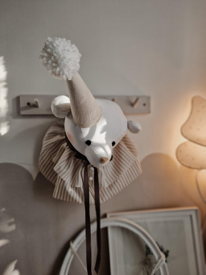 Circus Bear Head Decoration, Wall Mount Stuffed Animal